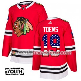 Adidas Maillot de Hockey Chicago Blackhawks Jonathan Toews 19 2017-2018 Rouge USA Flag Fashion Authentic - Enfant